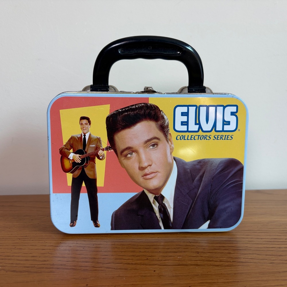 Vandor Elvis Presley Collectors Series Tin Tote Lunch Box Yellow Blue